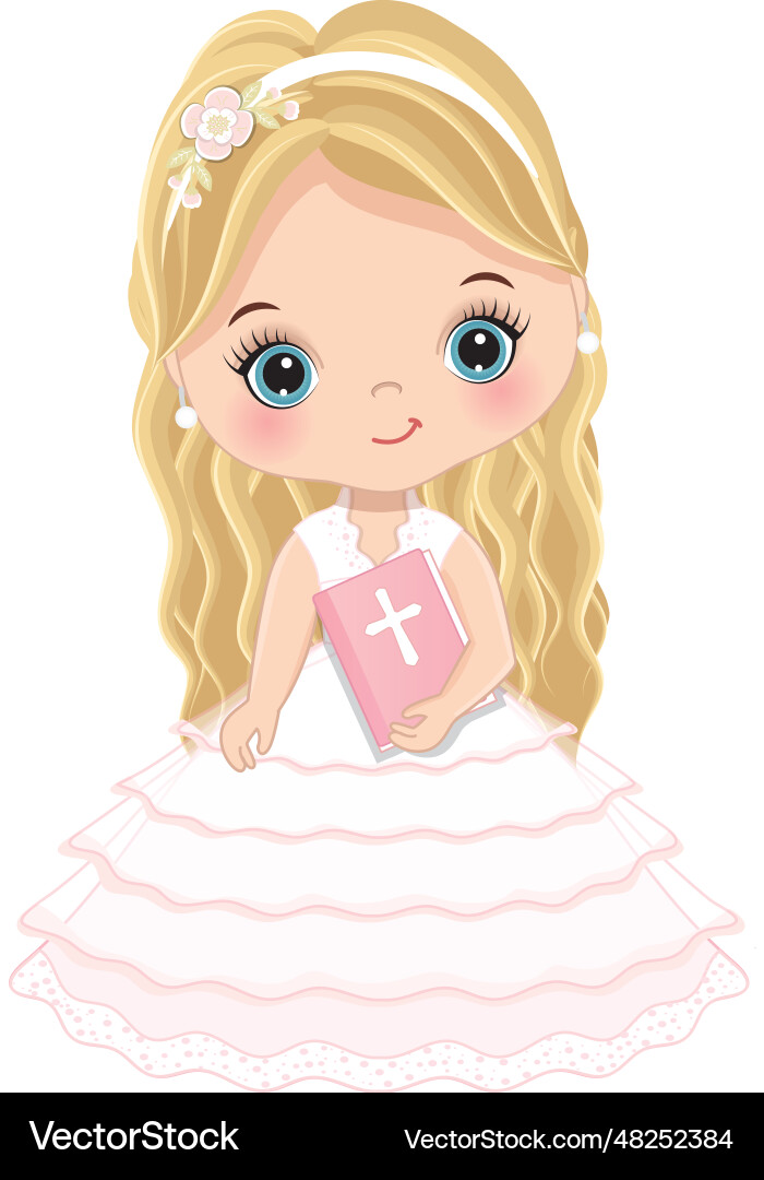 First holy communion cute little girl First holy communion cute little girl vector image