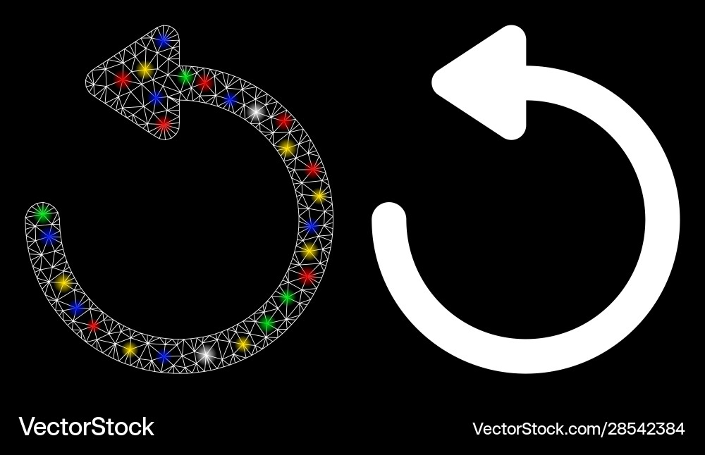 Flare mesh 2d rotate left icon with spots Flare mesh 2d rotate left icon with spots vector image