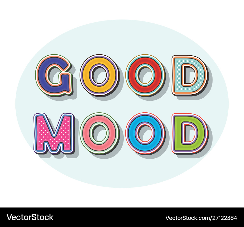 Good mood pop art style inscription in oval frame vector image