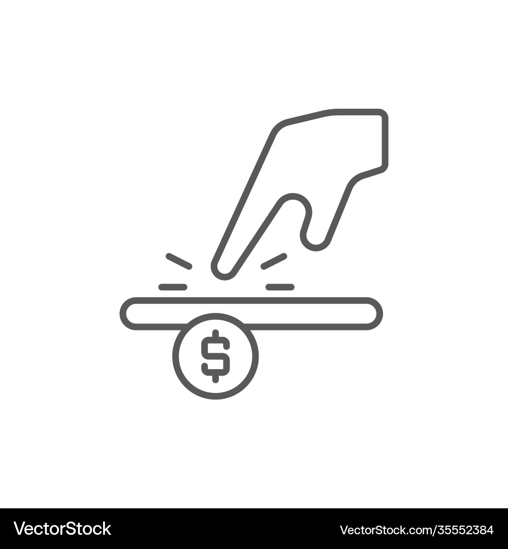 Hand using touch screen and coin icon color line vector image