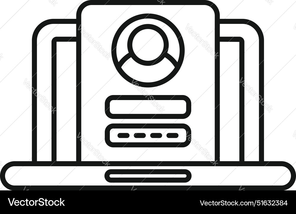 Laptop showing user profile with login Laptop showing user profile with login vector image