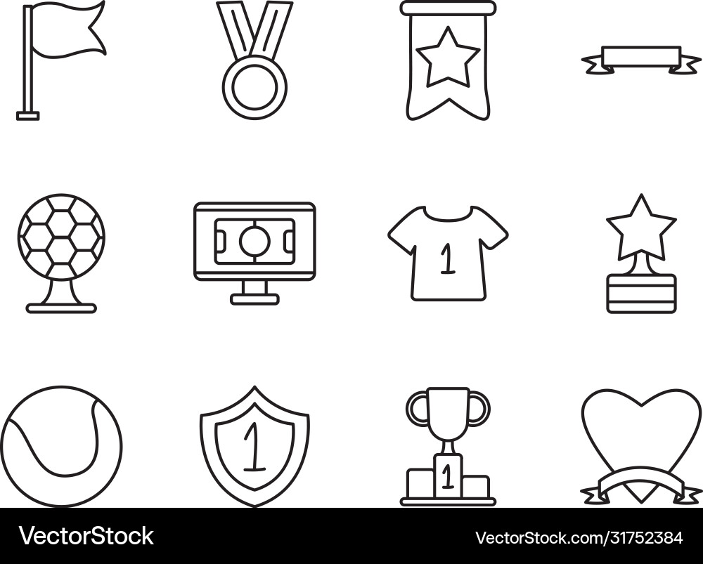 Medal and game event icon set line style Vector Image