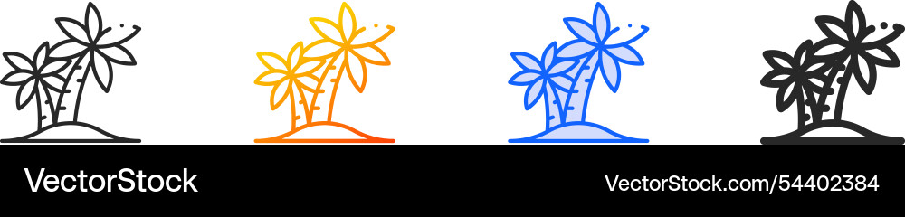 Palm tree iconthin linear gradient blue stroke Vector Image