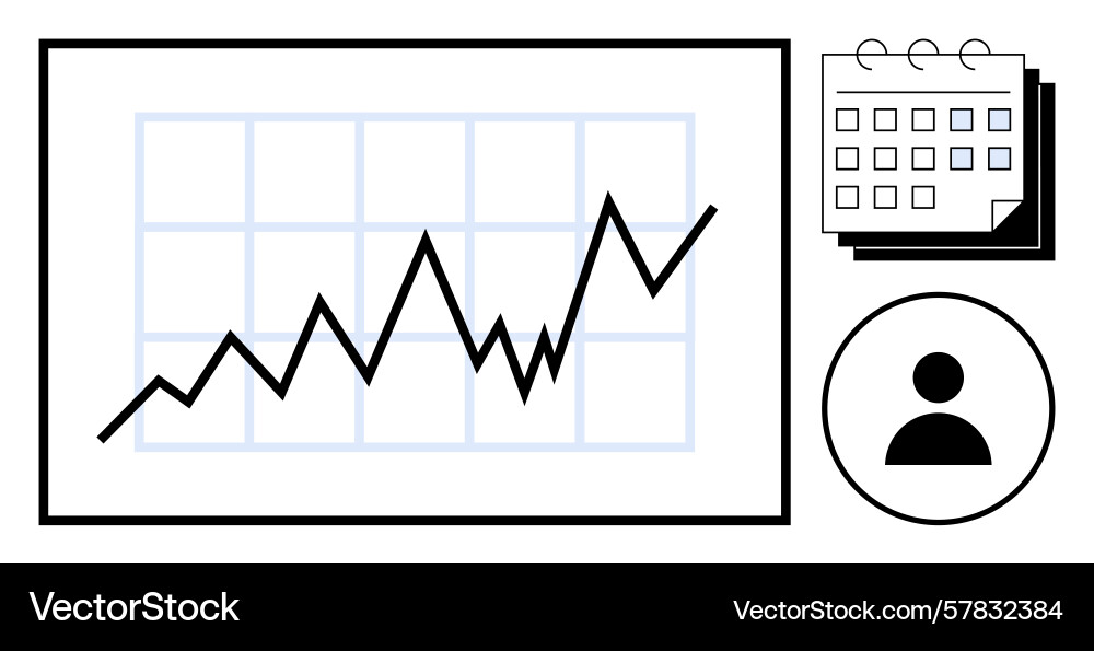 Rising trend graph with calendar and user symbol Rising trend graph with calendar and user symbol Vector Image