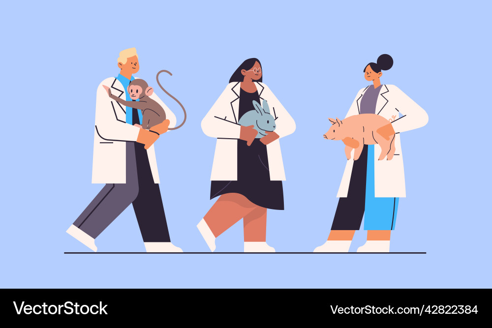 Scientists doing experiments in lab vector image