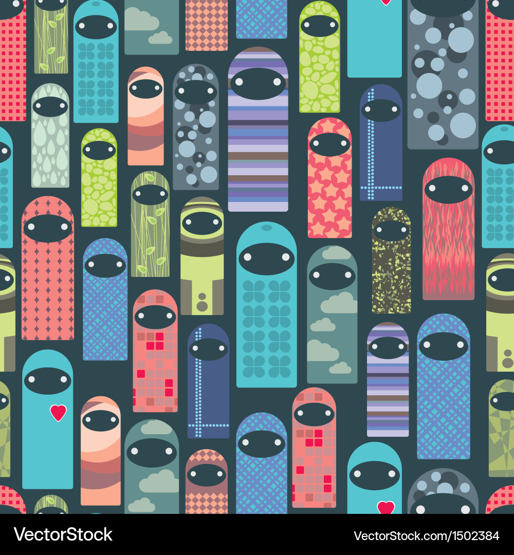 Seamless pattern with colorful ghosts vector image