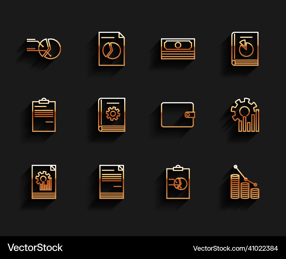 Set line document with graph chart pie Set line document with graph chart pie Vector Image