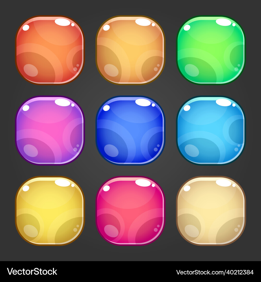 Square colorful button background set Square colorful button background set vector image