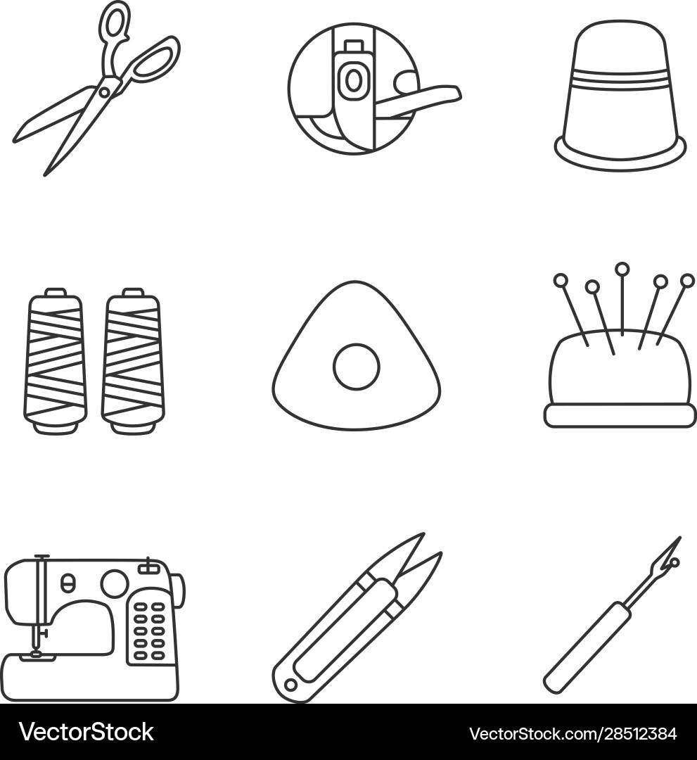 Tailoring linear icons set Tailoring linear icons set vector image