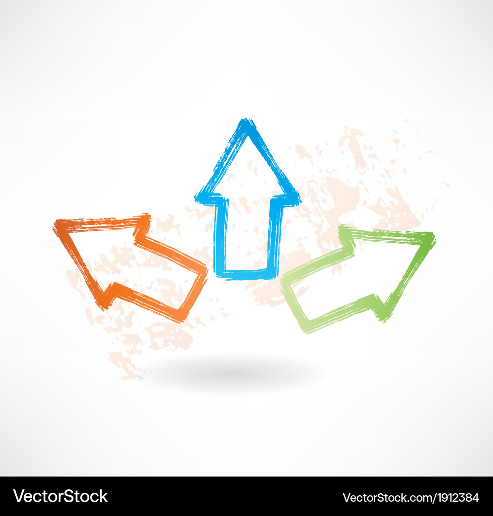 Three brush icon arrows pointing in different Vector Image