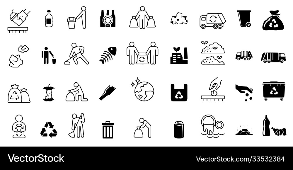Trashwastegarbage icon set symbols Trashwastegarbage icon set symbols vector image