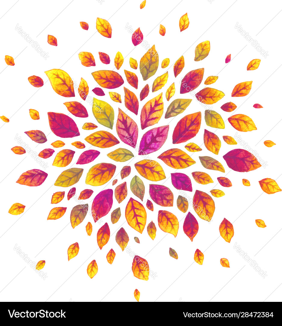 Watercolor Autumn Leaves Background vector image