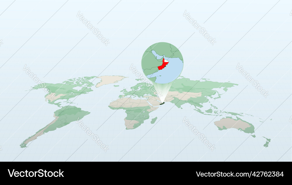 World map in perspective showing the location World map in perspective showing the location vector image