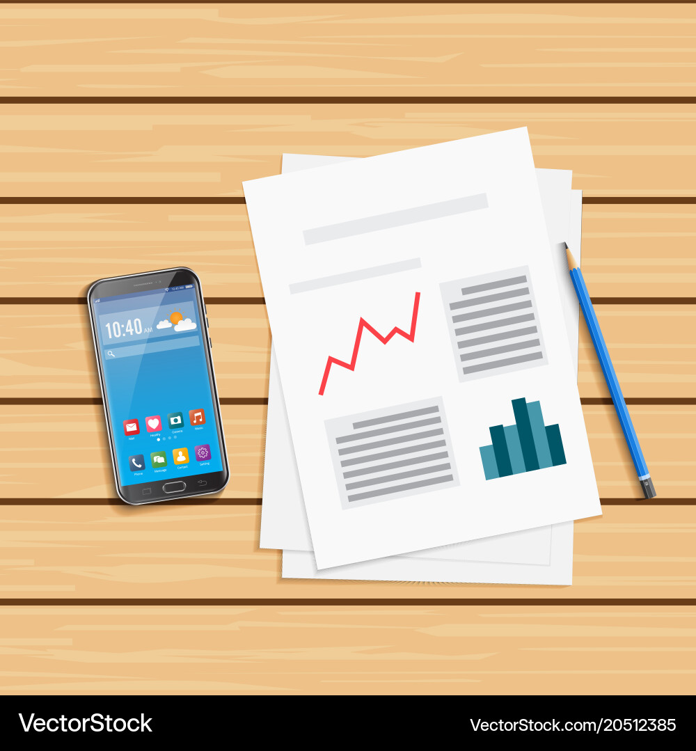 Analysis of statistical data and smartphone Vector Image