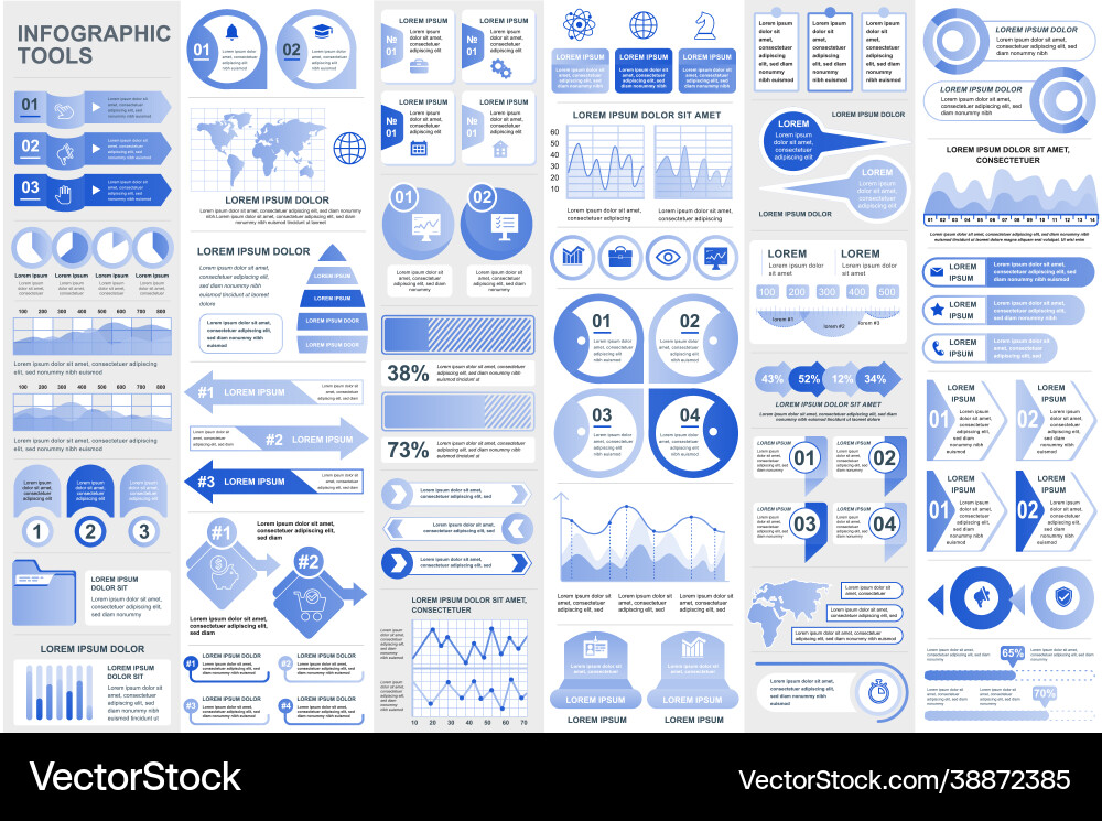 Bundle infographic elements data visualization vector image