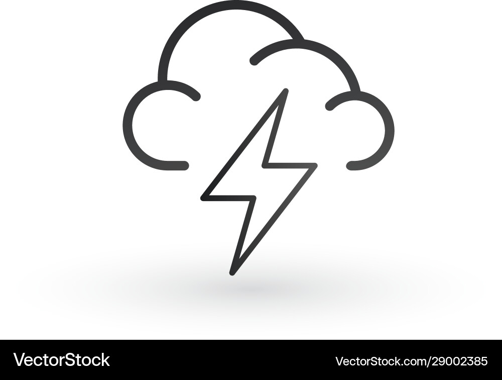 Cloud and lightning bolt linear icon for website Vector Image