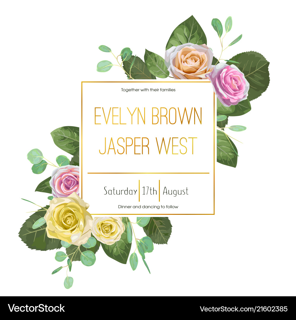 Cute flower watercolor square frame with colored Cute flower watercolor square frame with colored vector image