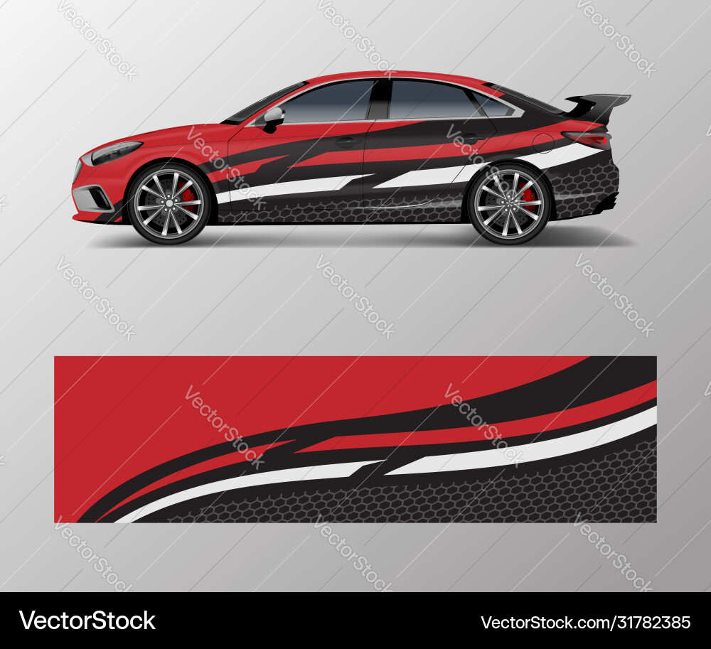 Honeycomb Racing Car Wrap Vector Image