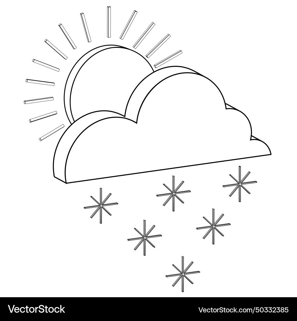 Isometric contour icon variable weather with snow Vector Image