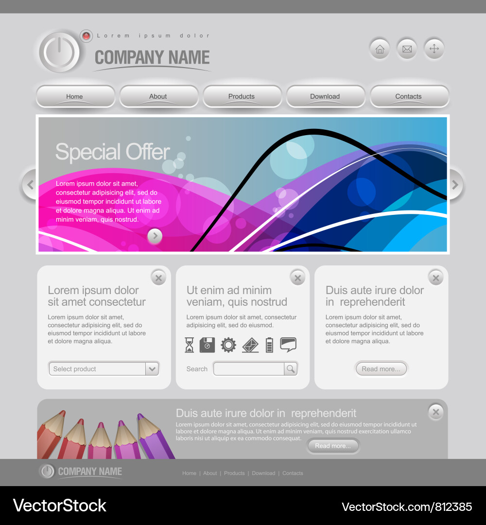 Modern Gray Website Template Vector Image