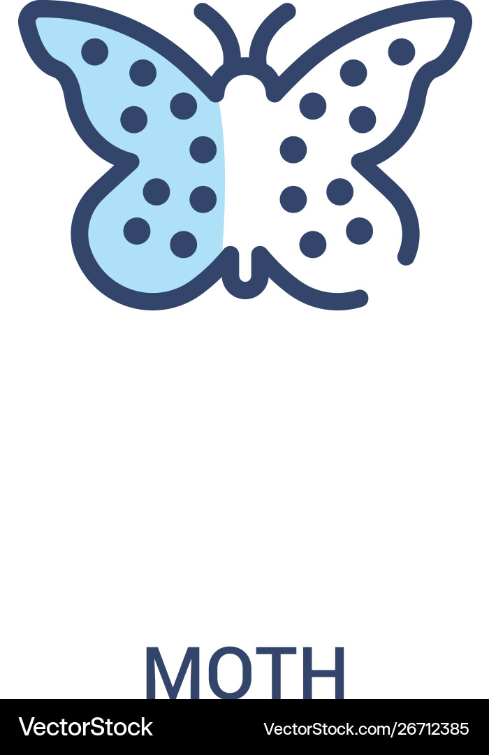 Moth concept 2 colored icon simple line element Moth concept 2 colored icon simple line element Vector Image