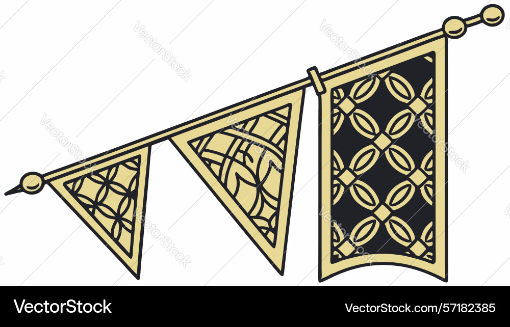 Ornate triangular pennants with pattern design vector image