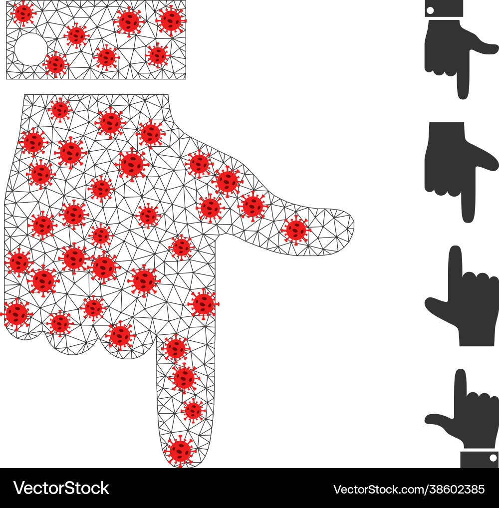Polygonal network hand pointer down icon vector image