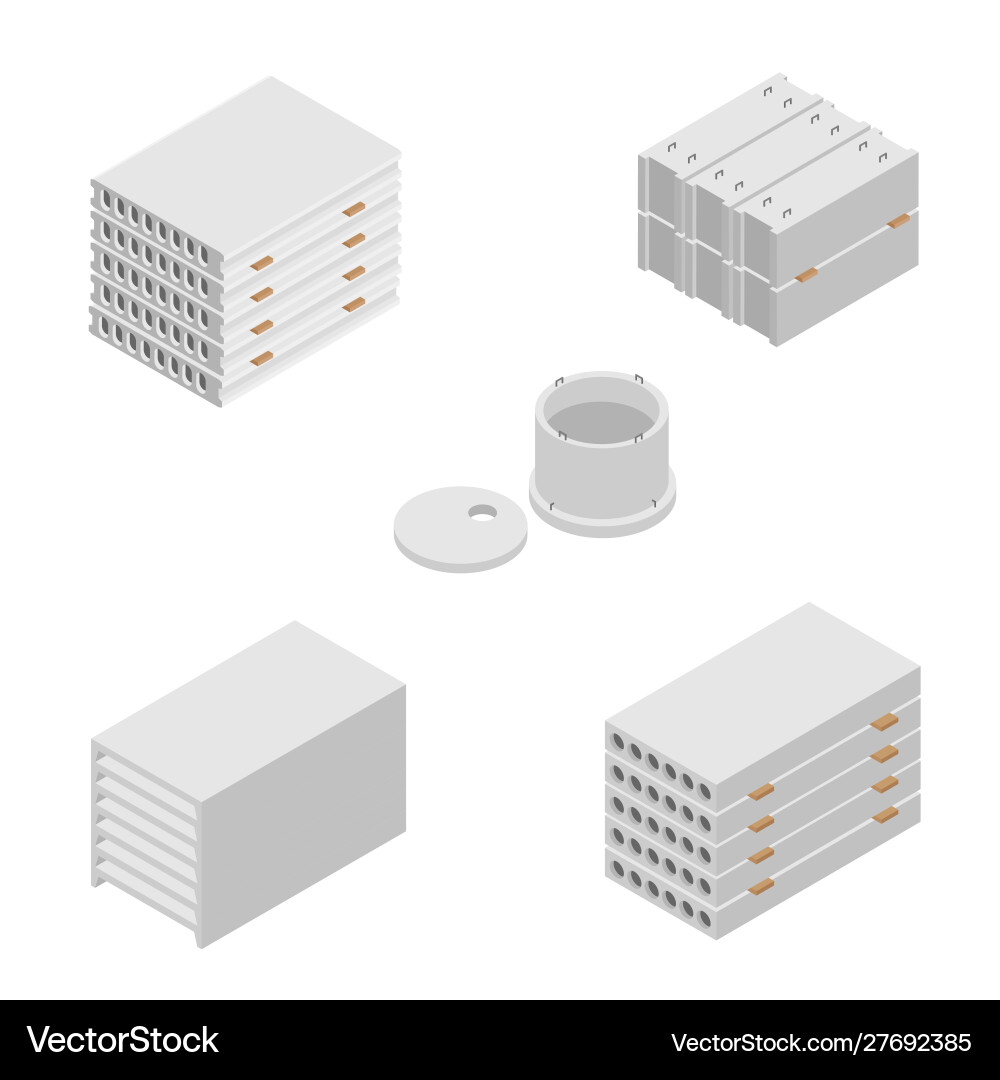 Precast concrete block isometric view isolated Precast concrete block isometric view isolated vector image
