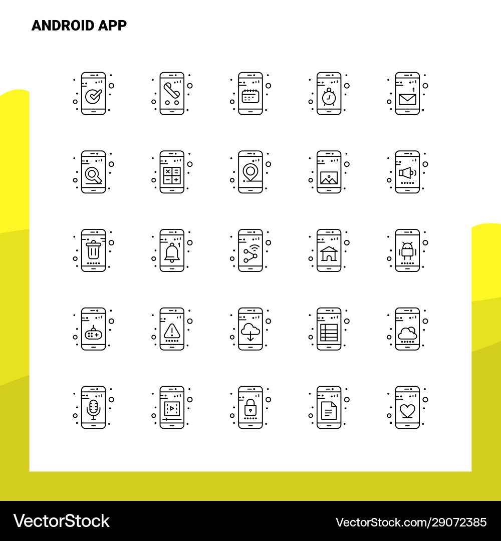 Set android app line icon 25 icons Set android app line icon 25 icons vector image