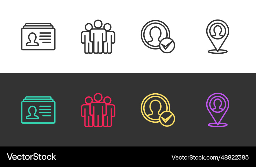 Set line resume users group create account screen vector image