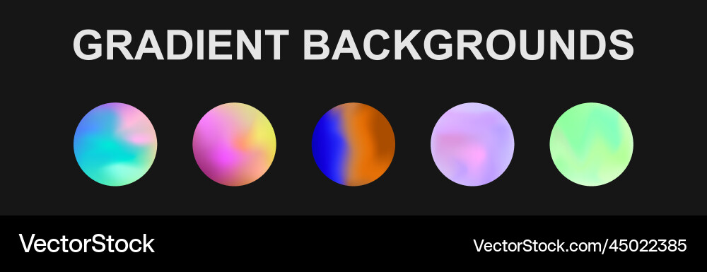 Set of 5 different gradient texture backgrounds Vector Image