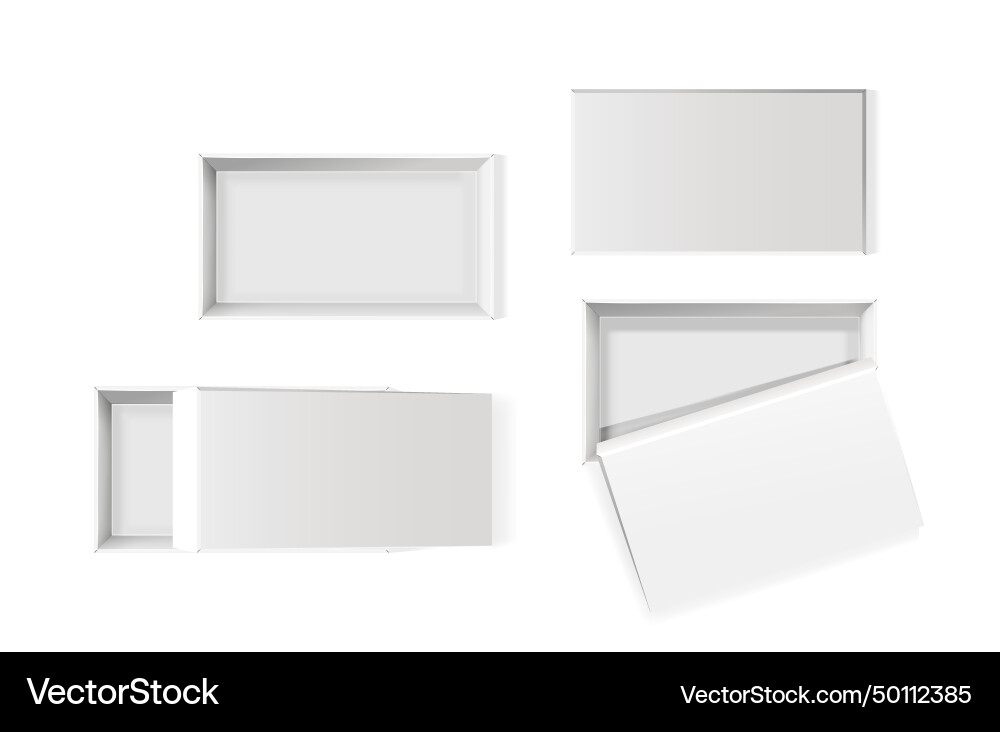 Top view 3d mockups of open and closed white Top view 3d mockups of open and closed white vector image