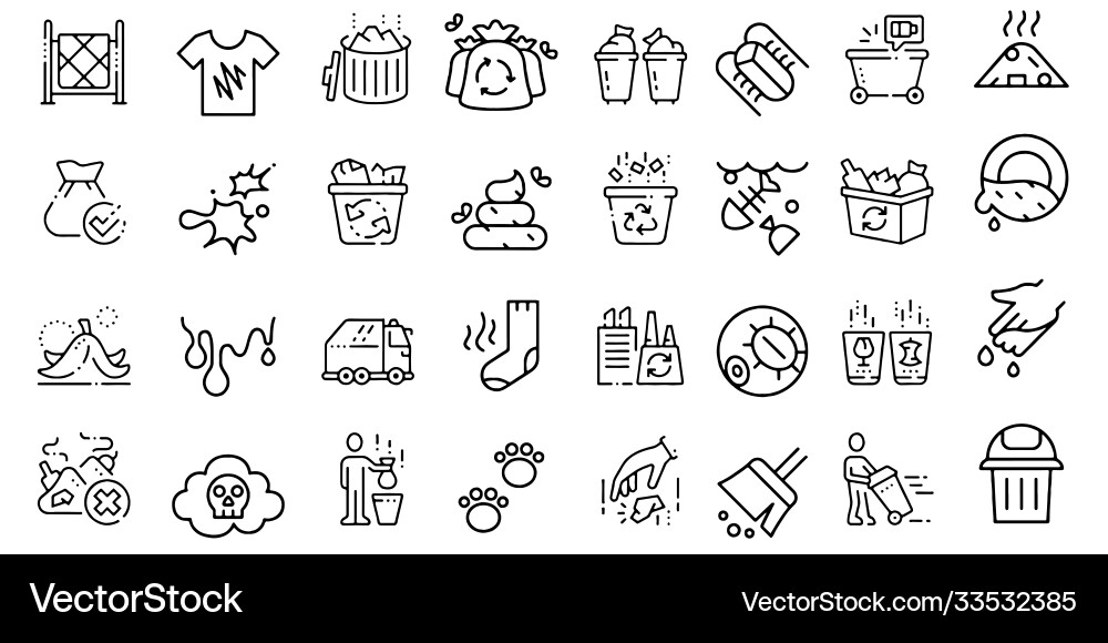 Trashwastegarbage icon set symbols Vector Image
