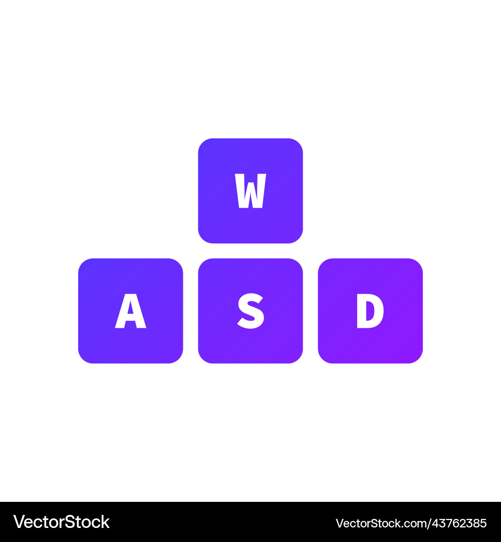 Wasd keys game control keyboard buttons gaming vector image