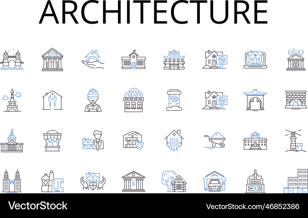 Architecture line icons collection engineering Vector Image