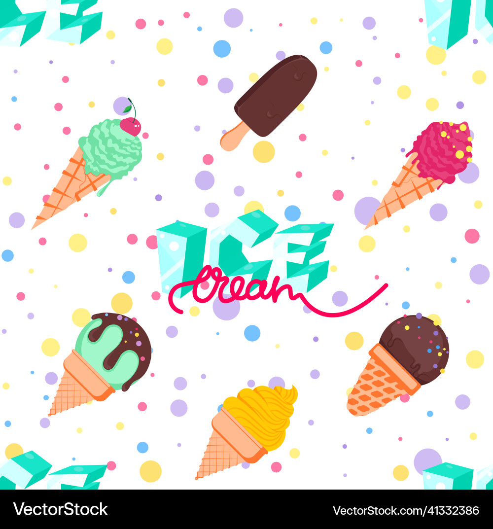 Assorted ice cream seamless pattern colorful Assorted ice cream seamless pattern colorful vector image