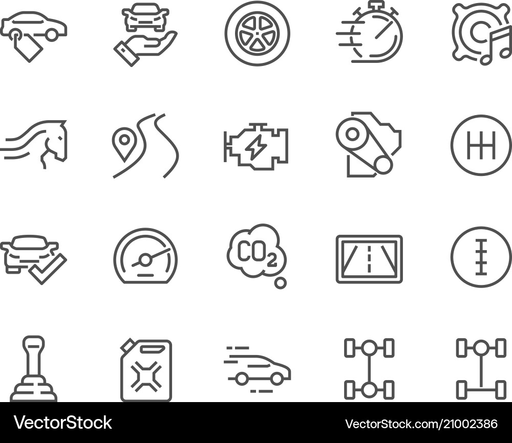 Car Feature Line Icons Vector Image