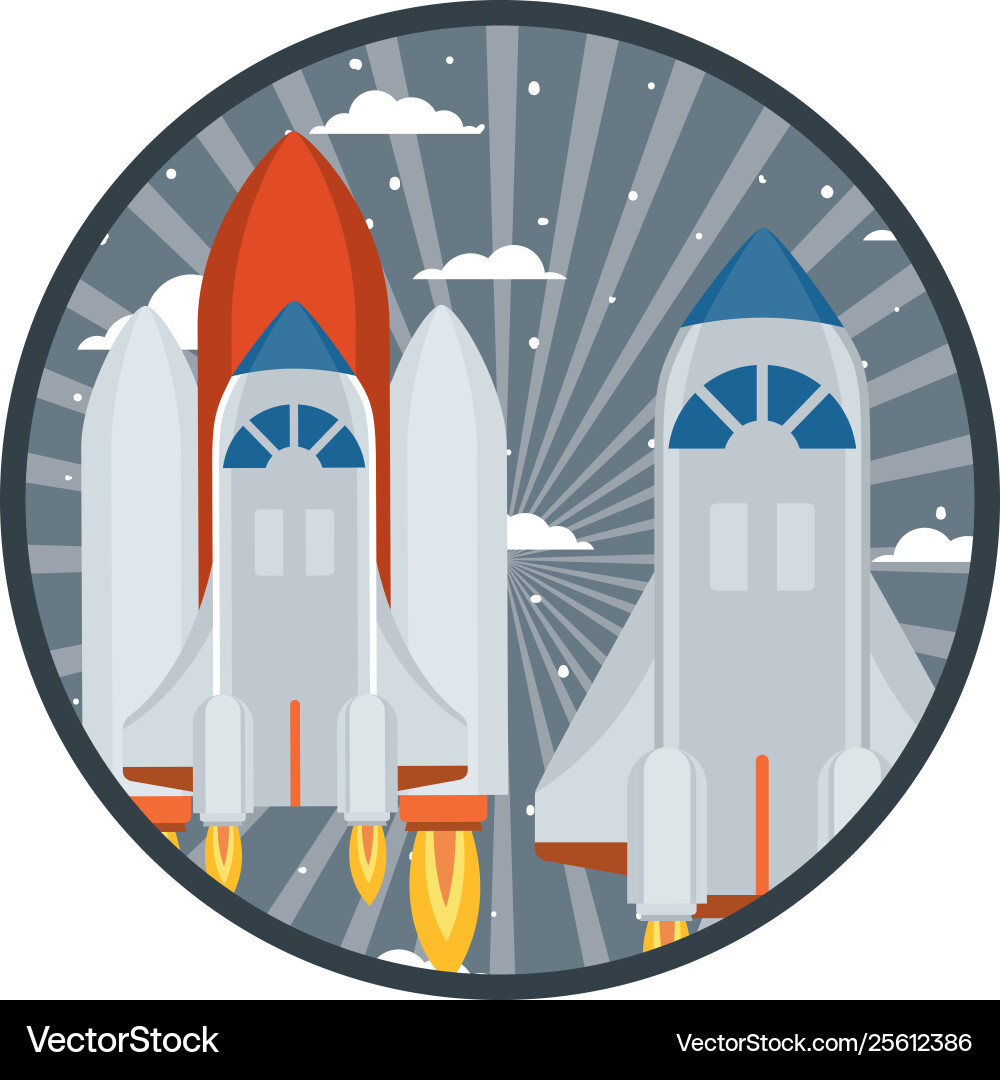 Frame with rocket taking off icon vector image