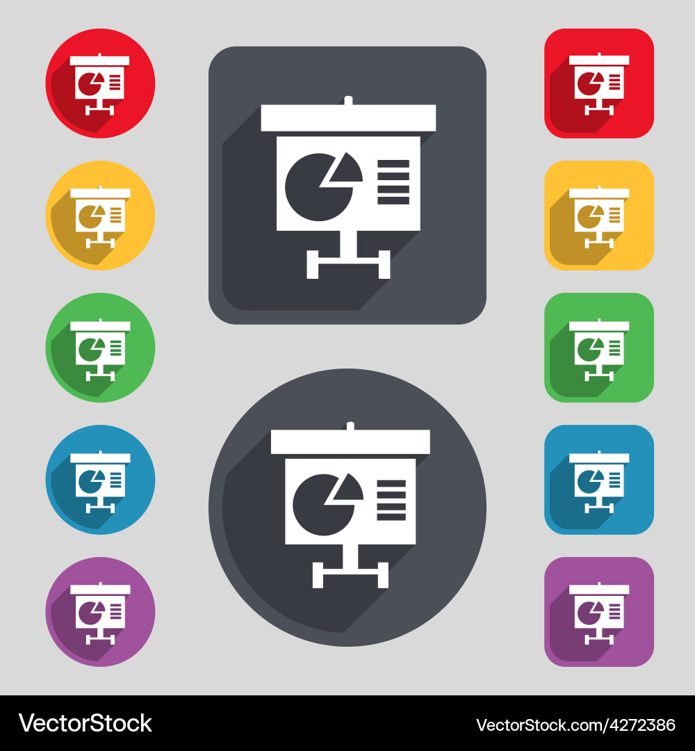 Graph icon sign a set of 12 colored buttons vector image