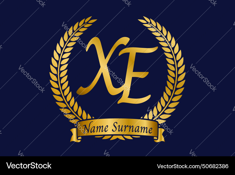 Initial letter x and e xe monogram logo design Vector Image