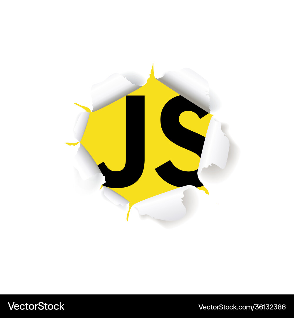 Js from under torn paper vector image