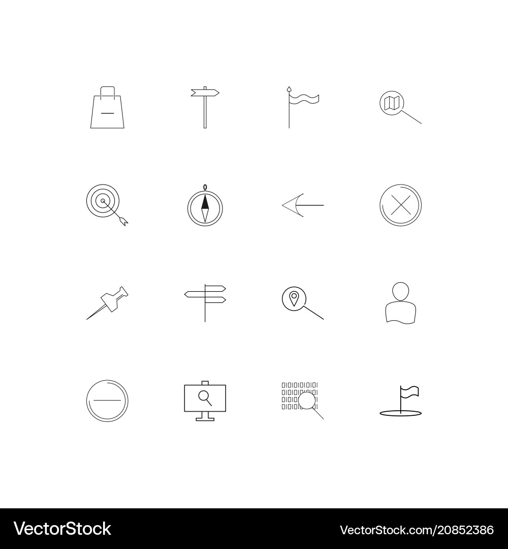 Maps and navigation linear thin icons set vector image
