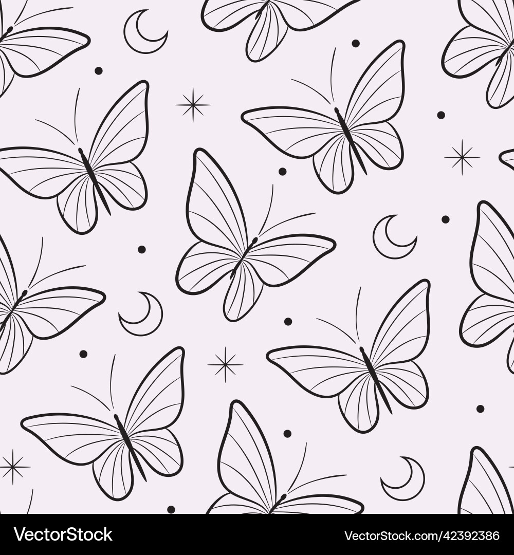 Mystical Butterfly Seamless Pattern vector image