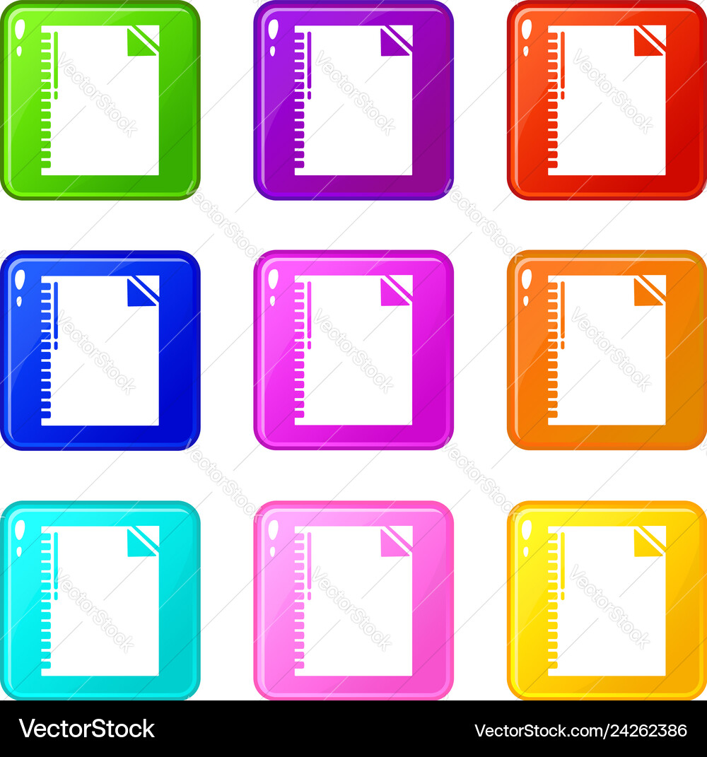 Notebook icons set 9 color collection Notebook icons set 9 color collection vector image