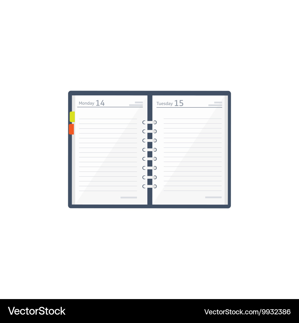 Notebook in a flat style reminder diary Vector Image