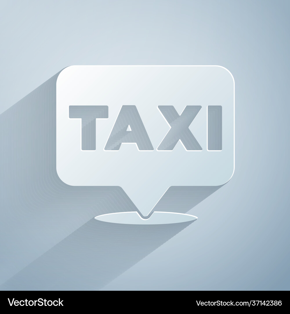 Paper cut map pointer with taxi icon isolated Paper cut map pointer with taxi icon isolated vector image
