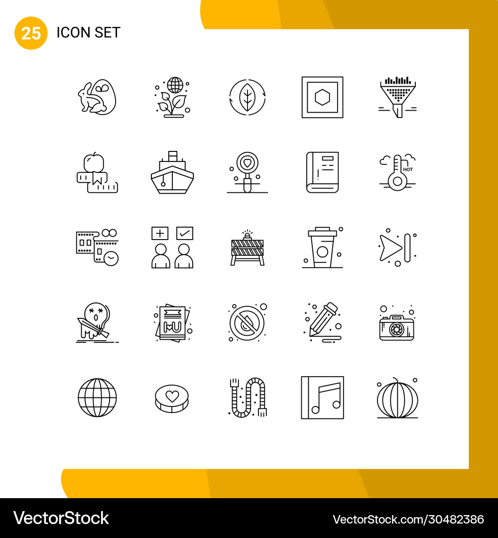 Pictograph set 25 simple lines sort data vector image