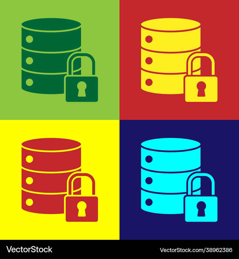Pop art server security with closed padlock icon Pop art server security with closed padlock icon vector image