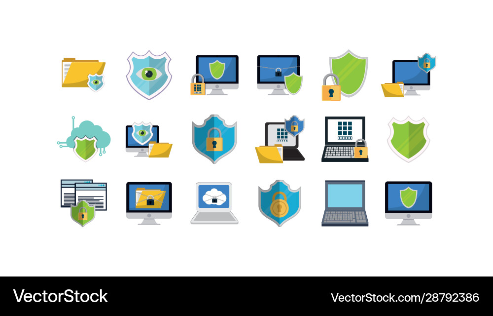 Security system icon set design vector image