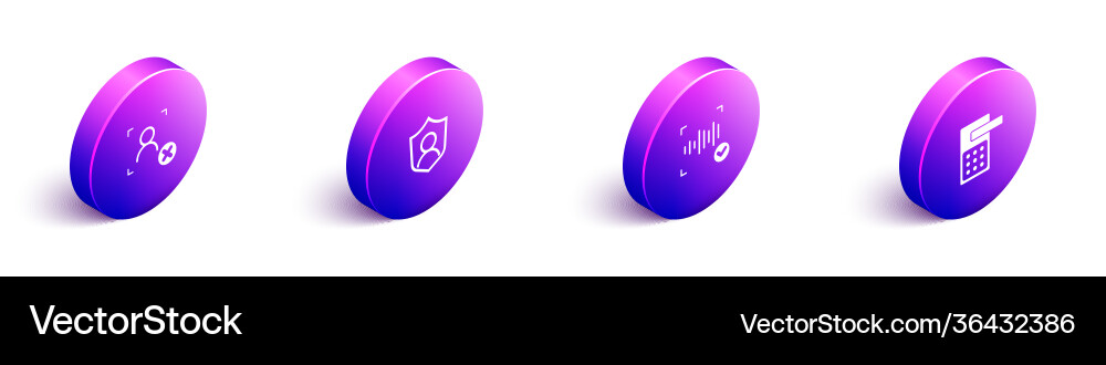 Set isometric rejection face recognition user Set isometric rejection face recognition user Vector Image